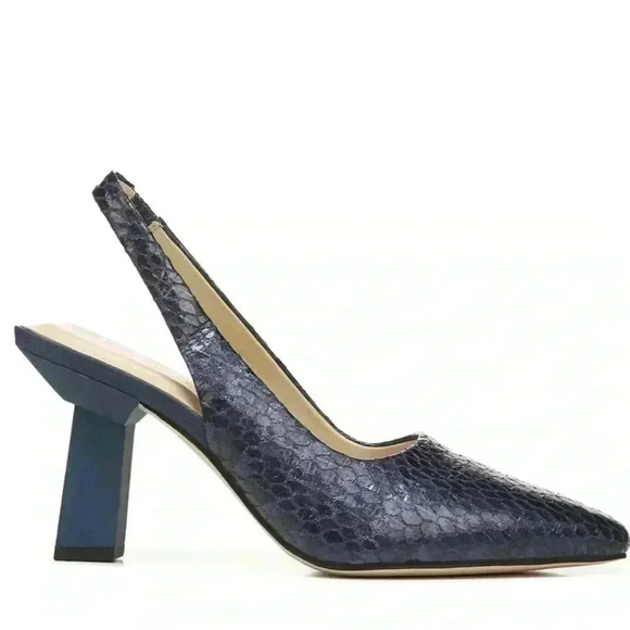 Milano2 Navy Blue Snake print Pointed Toe Franco Sarto Slingback shoes size 6M - Picture 1 of 11